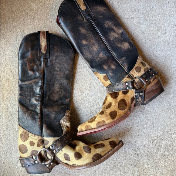Freebird by Steven Shoes - New FREEBIRD by Steven Lusitano Leopard Calf Hair Harness Western Boot Womens 7